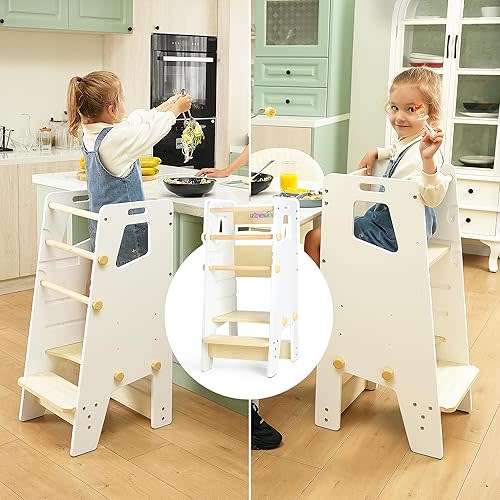 GroowingMind® Toddler Tower - Adjustable Multi-Use Kitchen Step Stool, Essential Montessori Furniture, Perfect Toddler High Chair & Kids Step Stool