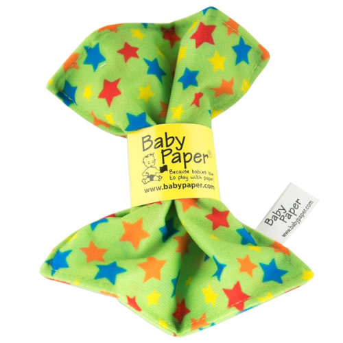 Original Baby Paper - Crinkle Teether and Sensory Toy for Babies and Infants | Green with Stars | Non-Toxic, Washable | Great for Baby Showers