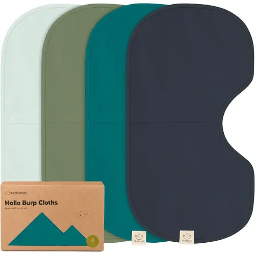 KeaBabies 4-Pack Baby Burp Cloths Baby Girl, Boy - Organic Cotton Burp Cloth, Extra Large, Absorbent, Soft Burping Cloths & Bibs Set for Babies, Newborn Burp Clothes, Thick Burp Rags (Eclipse)