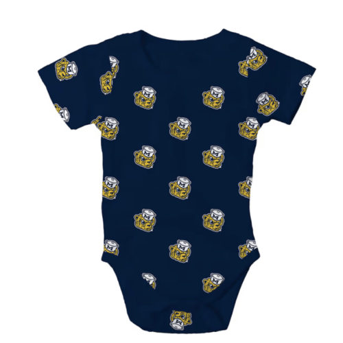 Wes and Willy Michigan Wolverines Baby NAVY All Over Print Sailor Hat One Piece