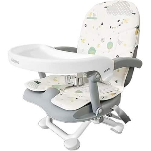 Baby Booster Seat for Dining Table with Removable Tray & Cushion, 3in1 Portable Toddler Booster Seat, 4 Height Adjustable Travel High Chair for Babies and Toddlers