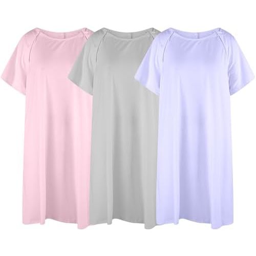 Ramede 3 Pieces Hospital Gown for Women Cotton Labor Delivery Gown for Hospital Maternity Pink Blue Grey