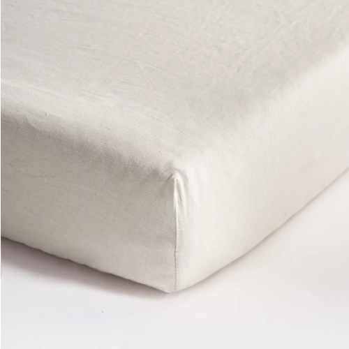 European Linen Fitted Crib Sheet in Sand