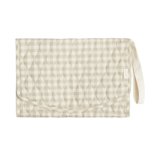 Portable Changing Pad in Beige Gingham | Over The Moon