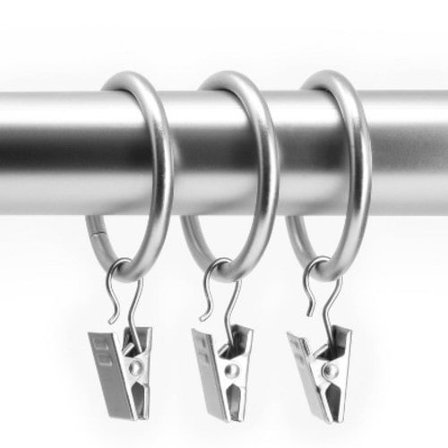 12pk Chicology Diameter Curtain Clip Rings Satin Nickel