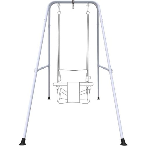 Swing Stand for Kids,Baby Swing Frame, Toddler A-Frame Metal Swing Set for Backyard, Outdoor Indoor use, Fits for Most of The Toddlers Swings (White)