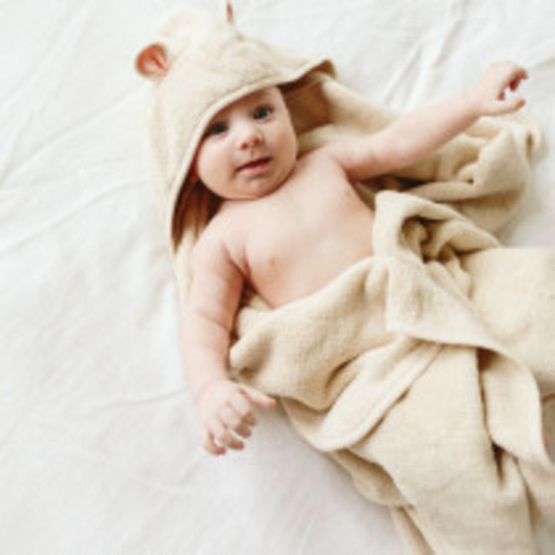 Goumi Kids x Babylist Cotton Terry Animal Hooded Bath Towel - Oat Bear, O/S