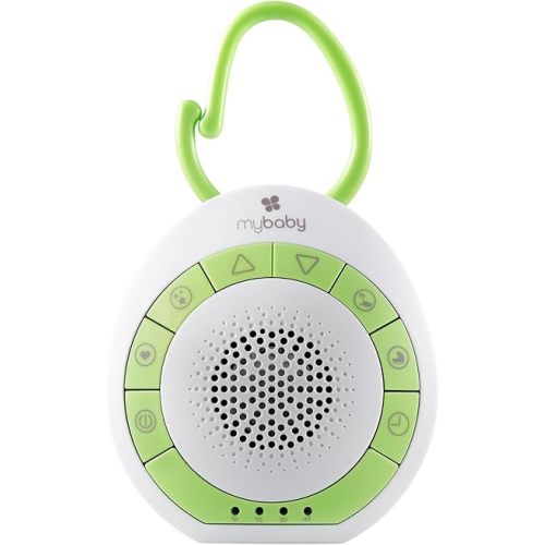 MyBaby Baby Sound Machine, White Noise Sound Machine for Baby, Travel and Nursery. 4 Soothing Sounds, Integrated Clip, Small and Lightweight.