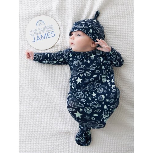 Knotted Sleep Gown & Hat Set