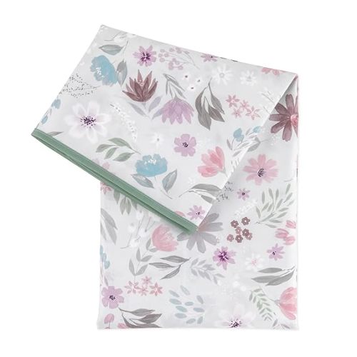 Bumkins Baby Splat Mat for Under High Chair, Babies Toddlers Eating Mess Mat, Waterproof Reusable Cloth for Arts and Crafts, Playtime Mat for Kids, Floors or Tables, Fabric 42inx42in, Floral Gray - B1 Floral