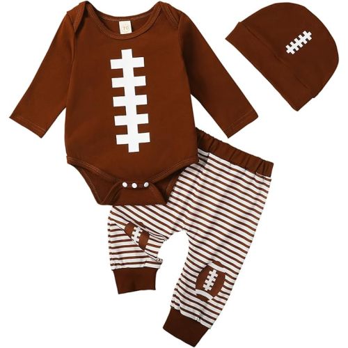 Mubineo Baby Boy Clothes Football Outfits Long Sleeve Romper Pant Set Infant Fall Winter Newborn Outfit