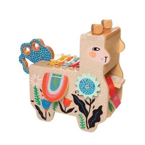 Manhattan Toy Musical Llama Learning Toy for Toddlers with Maraca, Clacking Saddlebags, Drumsticks, Washboard and Xylophone