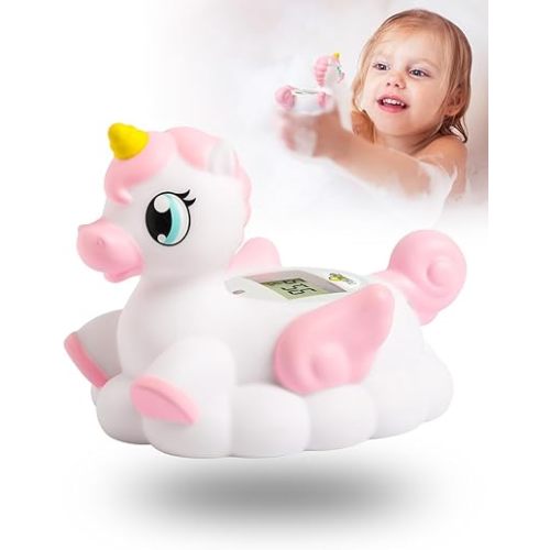 Baby Bath Thermometer for Infants,Cute One-Horned Horse Digital Bath Thermometer for Baby,Room&Water Temperature Thermometer Baby Toy
