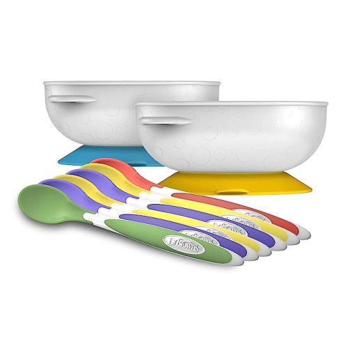 Dr. Brown's Soft-Tip Toddler Feeding Spoons, 6 Pack with No-Slip Strong Suction Bowl for Babies and Toddlers, BPA Free, 2 Pack - Soft-Tip Toddler Feeding Spoons with No-Slip Suction Bowls