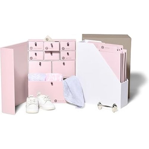 Savor | The Original Deluxe Baby Keepsake Box | Fabric Bound Acid-Free Gender-Neutral Minimalist Newborn Keepsake and Memory Organizer with Labels | for Pregnancy, Mother’s Day, Baby Shower, New Baby