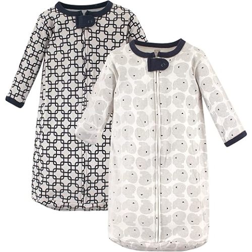 Hudson Baby Unisex Baby Cotton Long-Sleeve Wearable Sleeping Bag, Sack, Blanket, Elephant, 3-9 Months