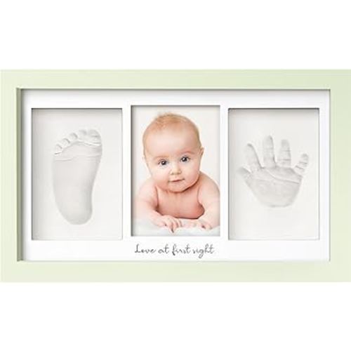 KeaBabies Baby Hand and Footprint Kit - Clay Handprint Keepsake Frame, Newborn Nursery Picture Frame, Personalized New Mom Gifts for Baby First Christmas Shower (Sage)