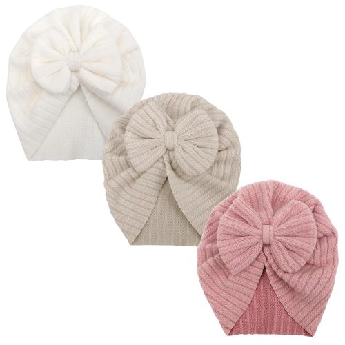 Newborn Baby Girl Hats with Bow Toddler Infant Beanie Cap Newborn Hospital Hats for Baby Girl Kid 0-12 Months