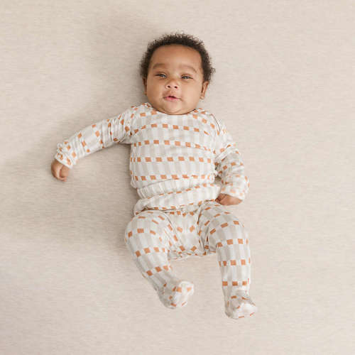 Solly Baby x Crate & Kids Biscotti Brown Check Baby Sleeper Size 0-3 Months