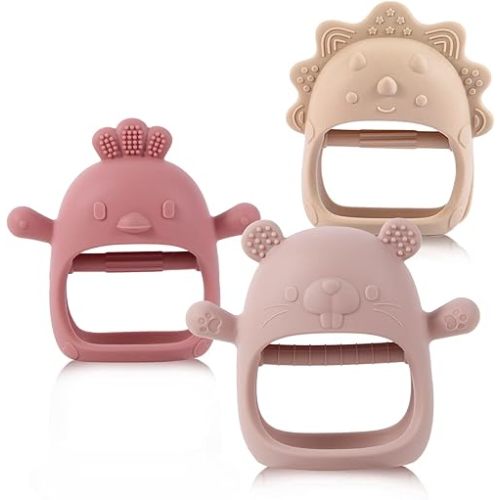 Baby Teethers 3-6 Months, BPA Free Baby Chewing Toys, Easy-to-Grasp Shapes with Soft Texture for Sensory Exploration and Itching Relief During Teething