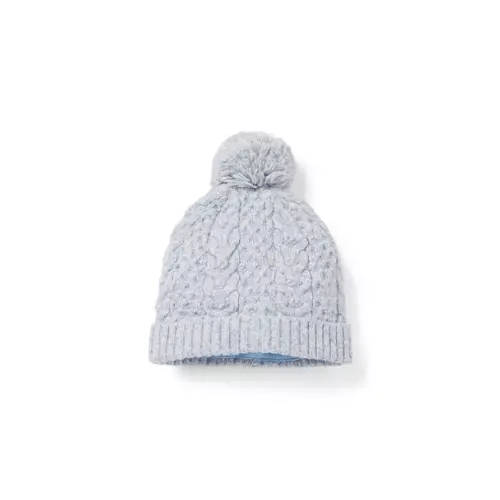 Newborn Faded Blue Heather Baby Cable Knit Pom Beanie by Janie and Jack