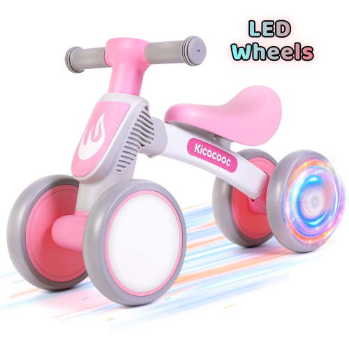 Skyhot Toddler Balance Bike for 1 Year Old Boys Girls, Baby Balance Bike with No Pedal 4 Silence Wheels & Soft Seat First Bike, 12-24 Month Toddler Balance Bike, Pink