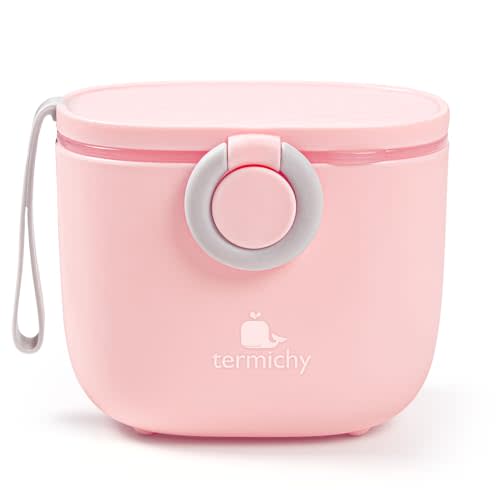 Termichy Baby Formula Dispenser, Portable Milk Powder Dispenser Container with Carry Handle and Scoop for Travel Outdoor Activities with Baby Infant, 8.8OZ, 0.55LB, 250g (Pink)