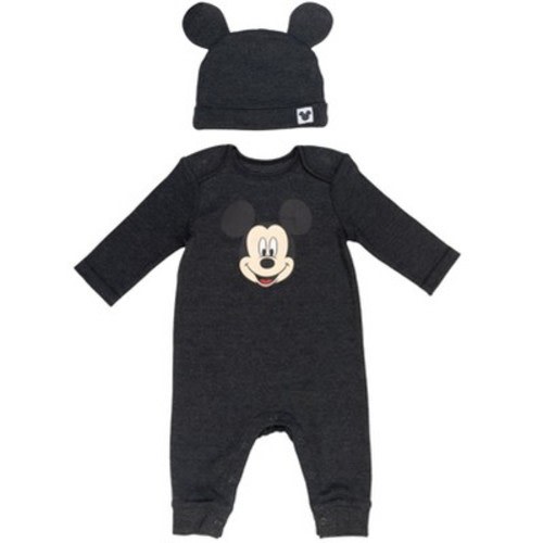 Disney Classics Winnie the Pooh Lion King Tigger Mickey Mouse Minnie Mouse Bambi Cosplay Snap Coverall and Hat Newborn to Infant, Color: Gray - Out of Stock, Size: 0-3 months