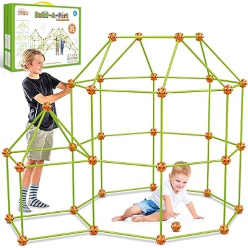 OleFun 180 Pack Fort Building Kits for Kids 4, 5, 6, 7, 8+ Year Old Boys & Girls, Creative STEM Building Toys for DIY Castles, Tunnels, Play Tent, for Aged 5-8, 8-12