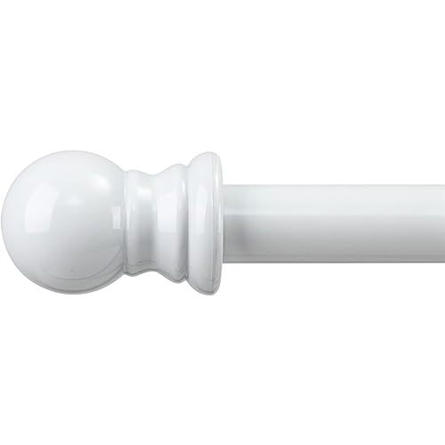 Decorative Curtain Rods for Windows 28 to 48 inch - 1 Inch Heavy Duty Curtain Rods Set,Adjustable Drapery Rods with Bracket for Curtains & Drapes - White