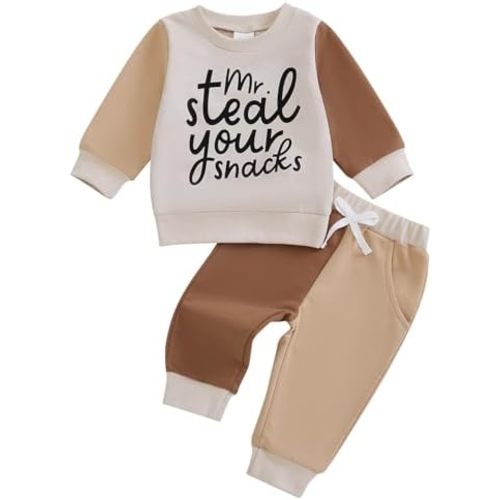Toddler Baby Boy Fall outfit Mama's Boy Letter Embroidery Sweatshirt Top Elastic Pants Set Cute 2pcs Winter Clothes