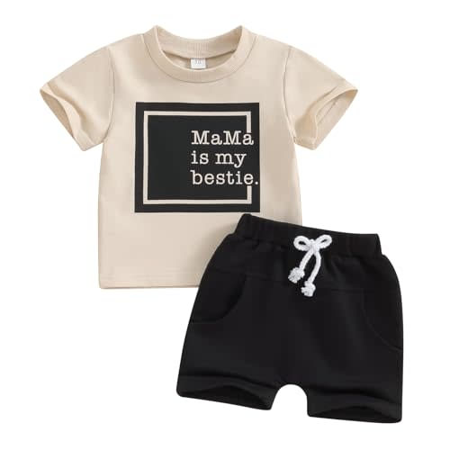 Toddler Baby Girl Clothes Short Sleeve Letter Print T Shirt Tops and Stretch Shorts Newborn Girl Summer Outfit