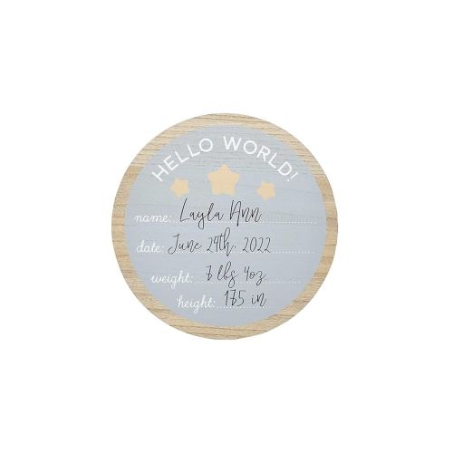 Kate & Milo Hello World Fill-in Wooden Photo Prop with Included Marker, Welcome Baby, New Baby Gift, Gender-Neutral Baby Décor
