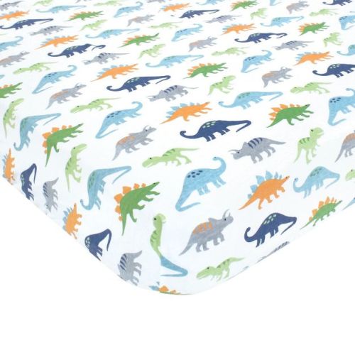 Hudson Baby Infant Boy Cotton Fitted Crib Sheet, Dinosaurs, One Size