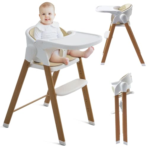 Convertible High Chairs for Babies & Toddlers. 5-in-1 Adjustable High Chair with Removable Tray, Easy to Clean, Portable (Deep Khaki)