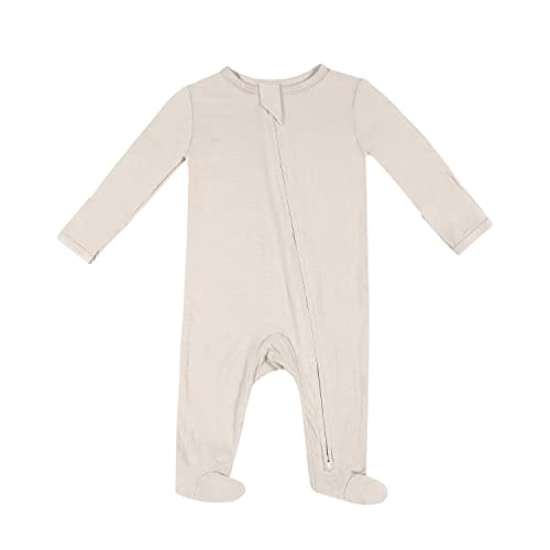 TWINOR Baby Footed Pajamas with Mittens, Soft Bamboo Viscose One-Piece Romper for Newborn Infant