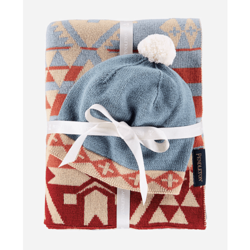 KNIT BABY BLANKET WITH BEANIE