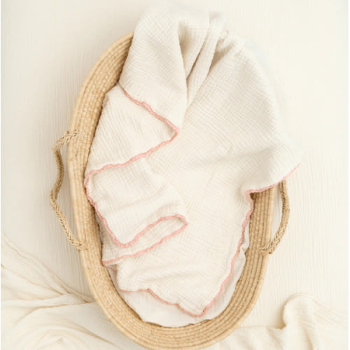 Soft, Heirloom Lace Baby Blanket | Organic Cotton Gauze | Willaby