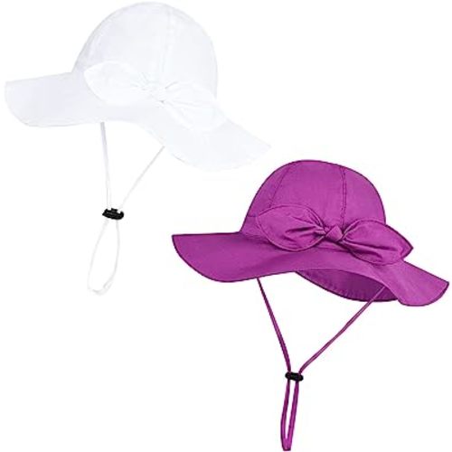 Baby Girl Sun Hat with UPF 50+ Outdoor Adjustable Beach Hat with Wide Brim Bucket Hats