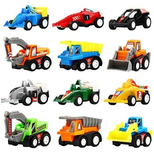 Yeonha Toys Pull Back Vehicles, 12 Pack Mini Assorted Construction Vehicles & Race Car Toy, Vehicles Truck Mini Car Toy for Kids Toddlers Boys Child, Pull Back & Go Car Toy Play Set