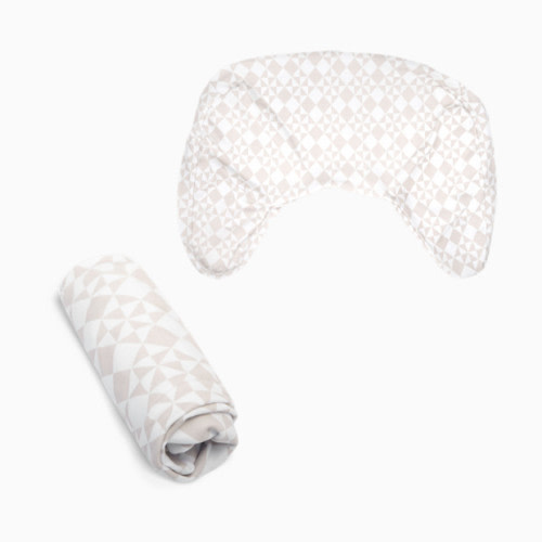 Nursing Pillow Organic Cotton Cover - Beige Checkered Quilt