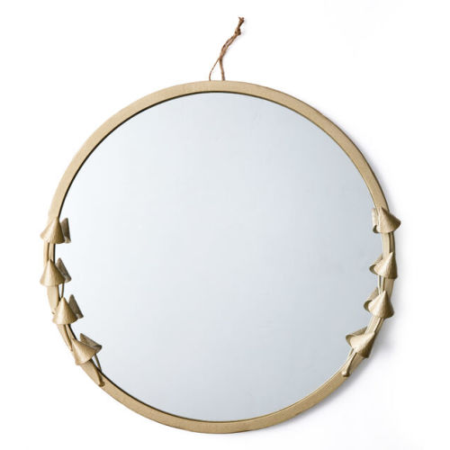 16&quot; Gold Round Mushroom Glass Mirror by Place &amp; Time