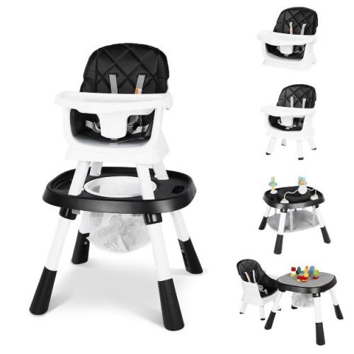 Kinder King 15 in 1 Baby High Chair, Coverts to Rotatable Activity Play Center/Infant Dining Booster Seat, Detachable Toys, Removable Tray