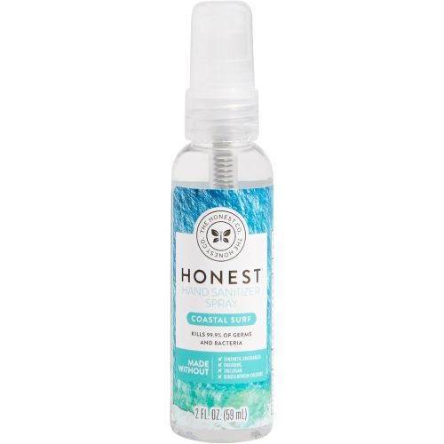 The Honest Company Plant-Based Hand Sanitizer Spray | Kills 99.9% of Germs | Hypoallergenic, Quick-drying + Moisturizing | Coastal Surf, 2 fl oz