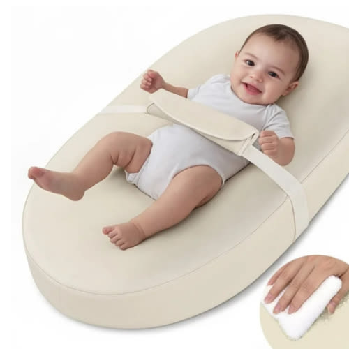 Caveen Cambiador para Bebé, Cambiador para Bebé para Cambio de Pañales y Tocador, con Funda de PU Impermeable y Fondo Antideslizante, Portátil, Beige