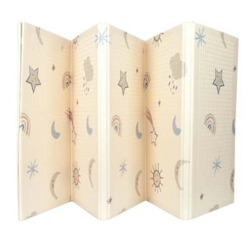 Nuby Reversible & Foldable Baby Playmat, Stars and Sky Design, 77"x58", Non-Slip, Easy Clean