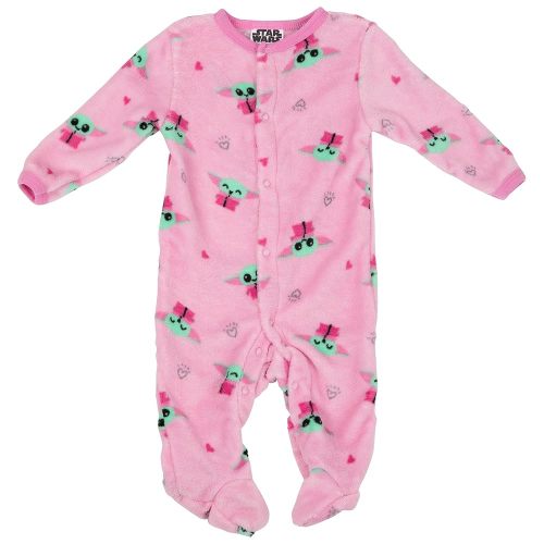 STAR WARS Baby Girls Baby Yoda Pajamas One Piece - Baby Footie Pajamas - Baby Girl Sleepers