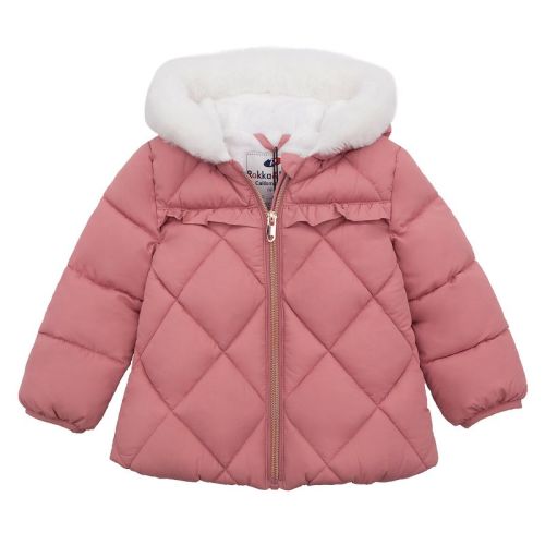 Rokka&rolla Infant Girls' Puffer Jacket Baby Fleece Lined Winter Coat-snow Pink, Size 9-12 Months