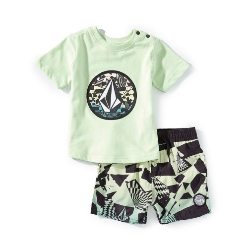 Volcom Baby Boys 12-24 Months Short-Sleeve Icon Logo T-Shirt & Coordinating Printed Swim Trunks Set