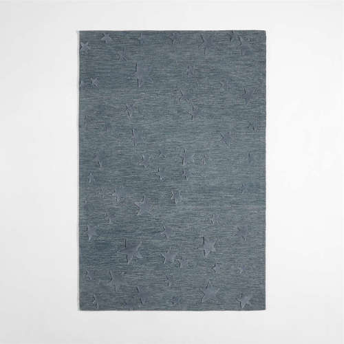 Modern Star Wool Slate Blue Kids Area Rug 6'x9'